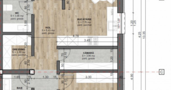 Apartament NOU, 3 camere, parcare, CURTE, an 2025, Etaj 1,