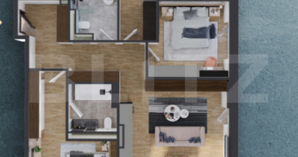 Apartament 4 camere, 100 mp, 2 balcoane 18 mp, proiect nou n