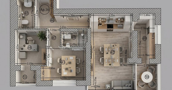 Spatiu birouri 3 camere, 2 bai, 100mp, 8 locuri parcare, cen