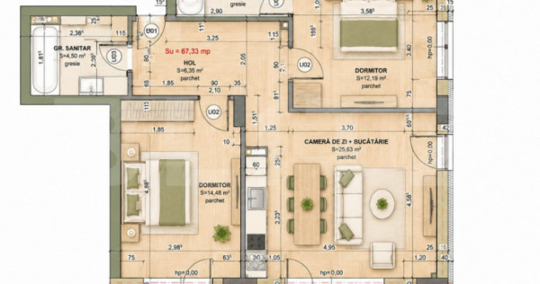 Apartament 3 camere, 66.14 mp, comision 0, zona Iris