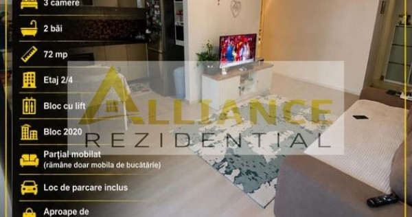 Sector 4 Grand Arena Apartament 3 camere 2 bai Mobilat si...