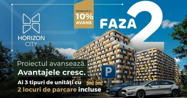 Apartament 2 camere Horizon City | 2 parcări incluse | A...