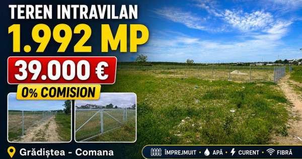 Teren intravilan 1992 mp Grădiștea Comana