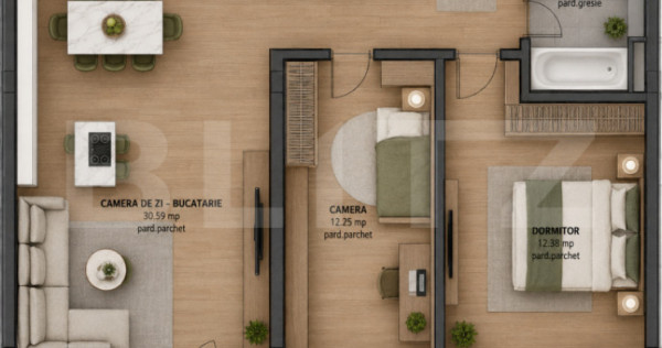 Apartament 3 camere, 69.50 mp, zona Tudor