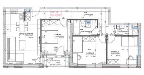 Apartament 4 CAM, SU 89.08 MP, LOGIE in zona MARASTI