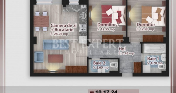 3 Camere Luminos | Balcon Generos | Ansamblu Modern