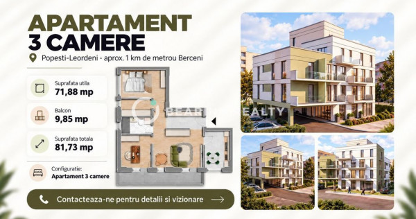 3 Camere | 2 Bai | Bloc boutique | Popesti Leordeni