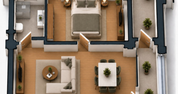 Apartament 2 camere open space Preajba - 0% comision la cump