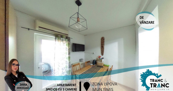 Apartament spațios cu 3 camere în zona Lipovei(ID:27882)