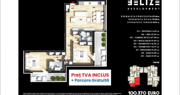 APARTAMENT 3 CAMERE CU 2 TERASE SPATIOASE PARCARE GRATIS