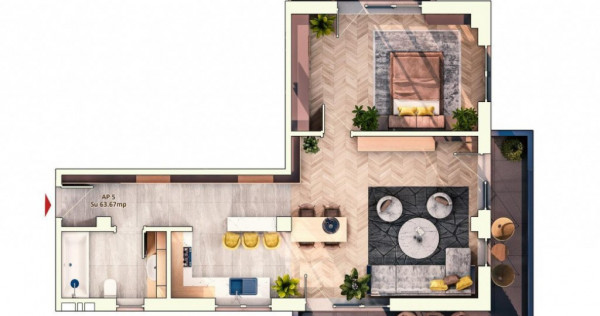 Apartament 2 camere, 62 mp, 16 mp balcon, parcare subterana