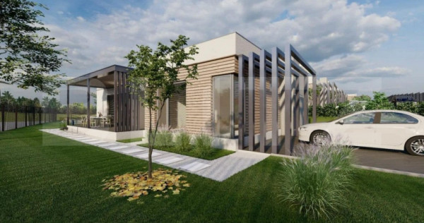 Casă nouă mediteraneană pasivă 3 camere, 105 mp utili, t