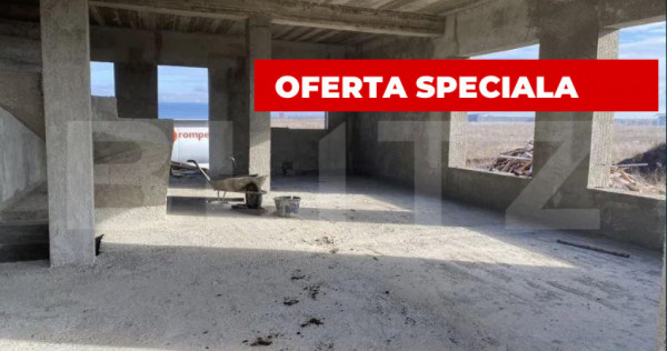 Casă cu 3 dormitoare, semifinisata,2 băi, teren 400 mp, ca