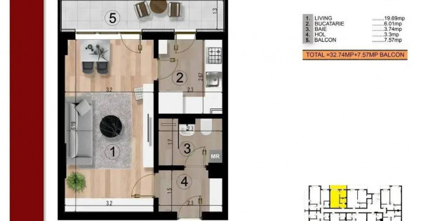 Apartament Garsoniera - Berceni - Metrou