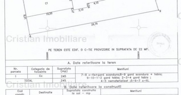 Casa 2 camere teren 245 mp deschidere 9 m la strada Brailit