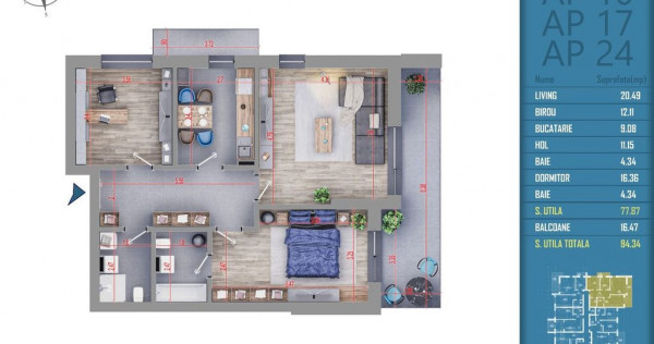 Titan 3 camere decomandat 95 mp doar 3 minute Parcul Teilor