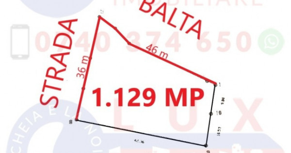 ID 7535 Teren INTRAVILAN cu IESIRE LA BALTA - Sat Mineri