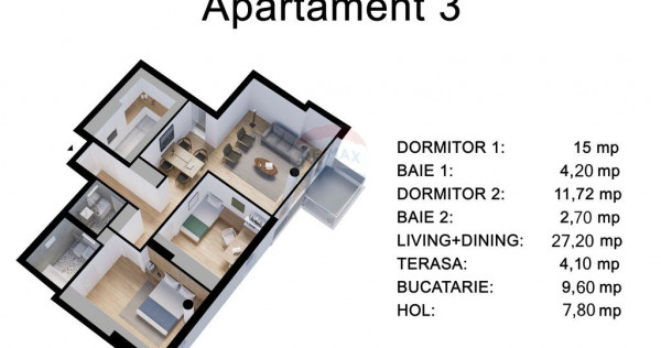 Apartament 3 cam, decomandat, finalizat 2024, Palatul Par...