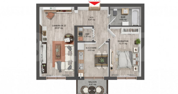 Apartament 2 camere, 54 mp, decomandat, zona Pictor Brana