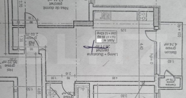 Apartament 2 camere, semifinisat, 53mp, zona Vivo