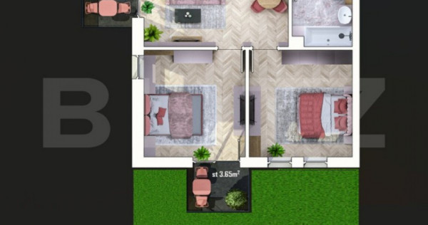 Apartament 3 camere, 2 balcoane si gradina, Apahida