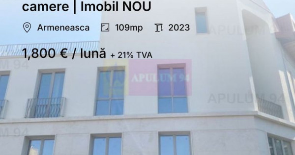 Armeneasca | 4 camere | 109 mp, mobilat utilat, boutique ...