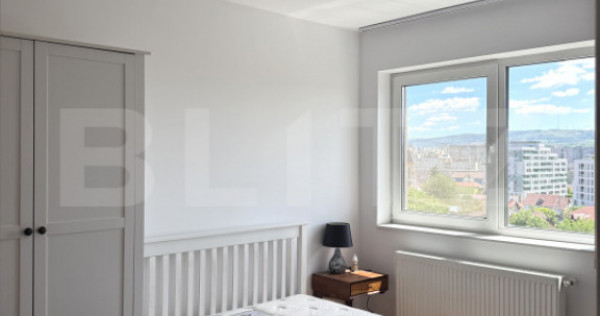 Apartament 3 camere, mobilat modern, 2 bai 60 mp, zona Piata