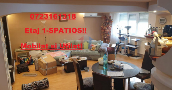 3 camere etaj 1, 2 balcoane, Mobilat si Utilat, decomandat,