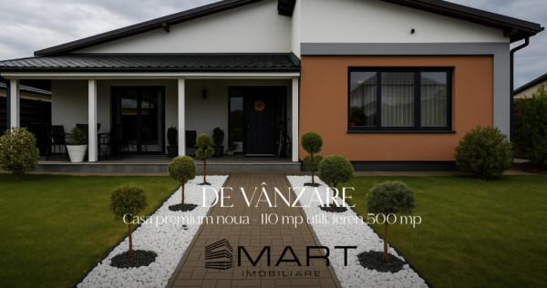 Casă premium nouă – 110 mp utili, teren 500 mp
