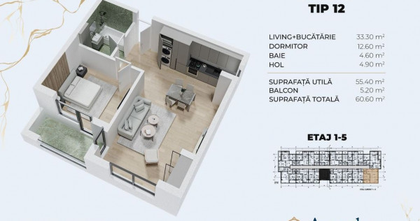 Studio foarte spatios, ideal locuința, direct dezvoltator