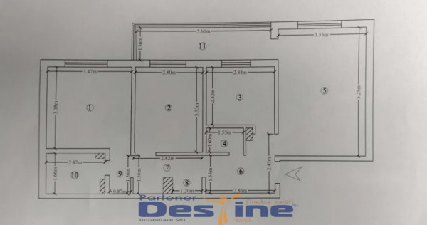 CUG- Apartament cu 3 camere decomandat, etaj 3/4