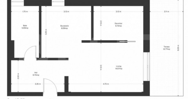 Apartement 1 cameră, 42.26 mp utili+ 12 mp grădină, zona