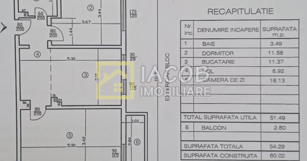 Apartament decomandat, 2 camere, etaj 3, str. Milcov , Bacau