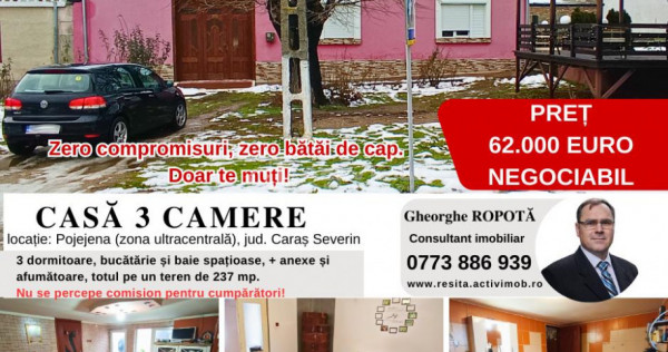 Casa 3 camere teren in Pojejena, jud. Caras Severin