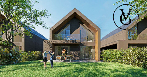 Vilă modernă P+1, structură metalică, smart home, pompe