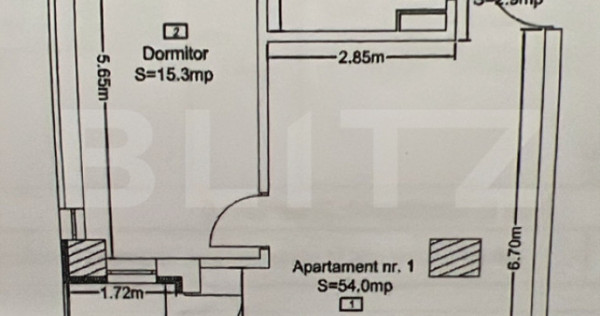 Apartament decomandat cu 2 camere!