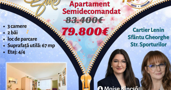 FILMTUR 3D!! Apartament cu 3 camere luminos, loc parcare, zo