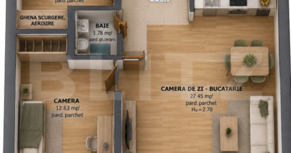 Apartament 3 Camere | 74,62 mp | Bloc Nou | Zona Tudor