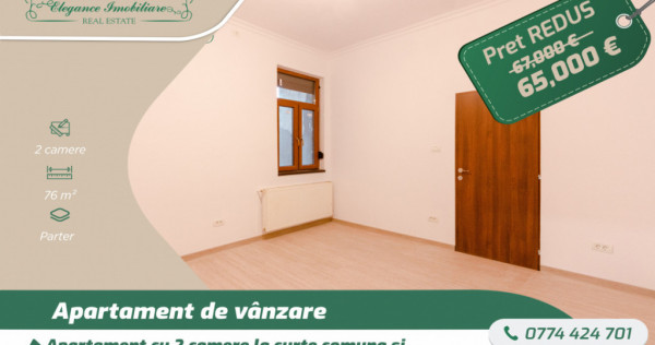 Apartament cu 2 camere la curte comuna si centrala proprie ,