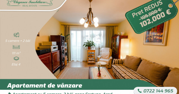 Apartament cu 5 camere si centrala proprie, zona Fortuna, Ar