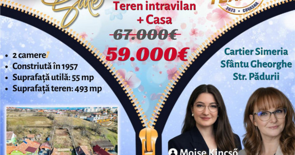 Teren intravilan 493 mp cu casa, Sfantu Gheorghe, Simeria,Co