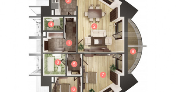 Apartament cu 3 camere, 2 bai, 90 mp, terasa 15 mp, imobil n