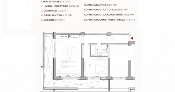 Apartament 2 camere, 83.62 mp, ansamblu 0% Comision Achiziț