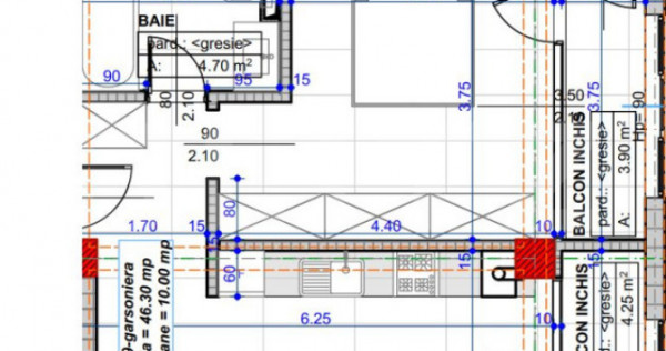 Studio 2 camere open space, 46.30 mp, zona Damila