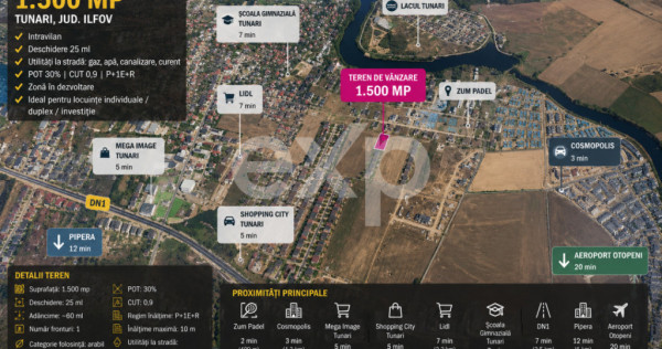 Teren intravilan 1.500 mp | Deschidere 25 ml | Utilități l