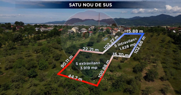 Teren de v&acirc;nzare Satu Nou de Sus zona liniștită