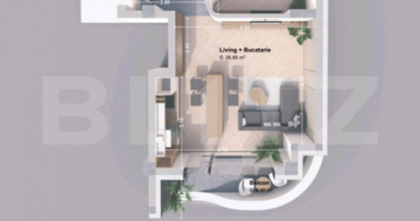 Apartament 2 camera, 52.22 mp, zona Pacurari