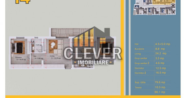 3 camere 90 mp-Pallady | Comision 0% | Metrou Nicolae Teclu