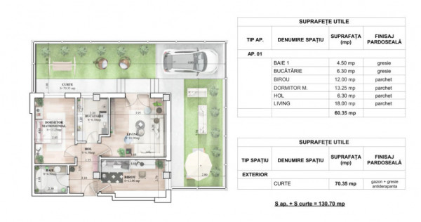 Apartament 3 camere, loc de parcare, 60.35 mp, zona Galata