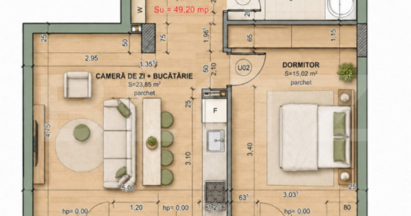 Apartament 2 camere, 49.20 mp, comision 0, zona Iris
